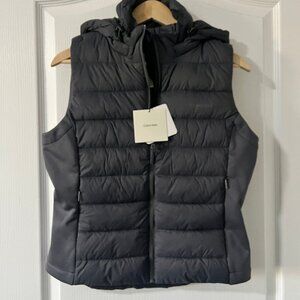 NWT! Women's Calvin Klein Mixed Media Lighweight Puffer Vest Grey Size Small
